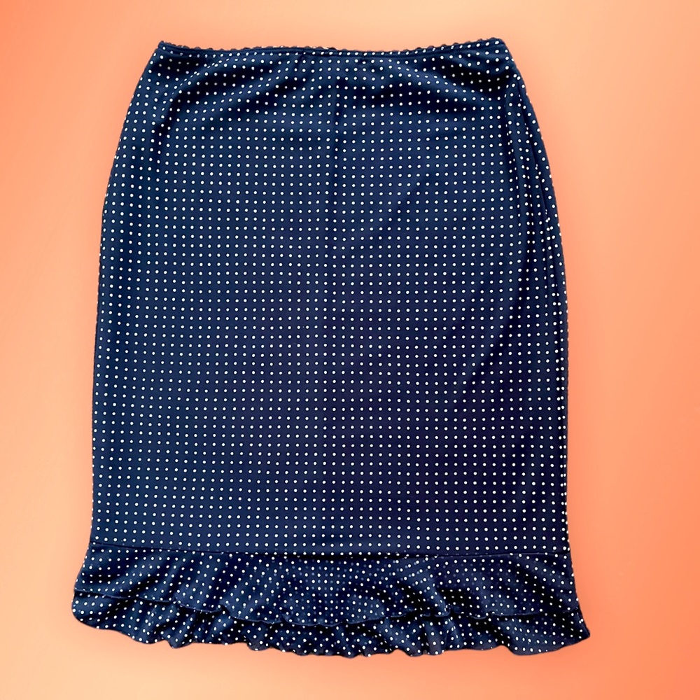 Rampage Black & White Polka Dot Ruffle Hem Elastic Waist Skirt w/Lining | Size M